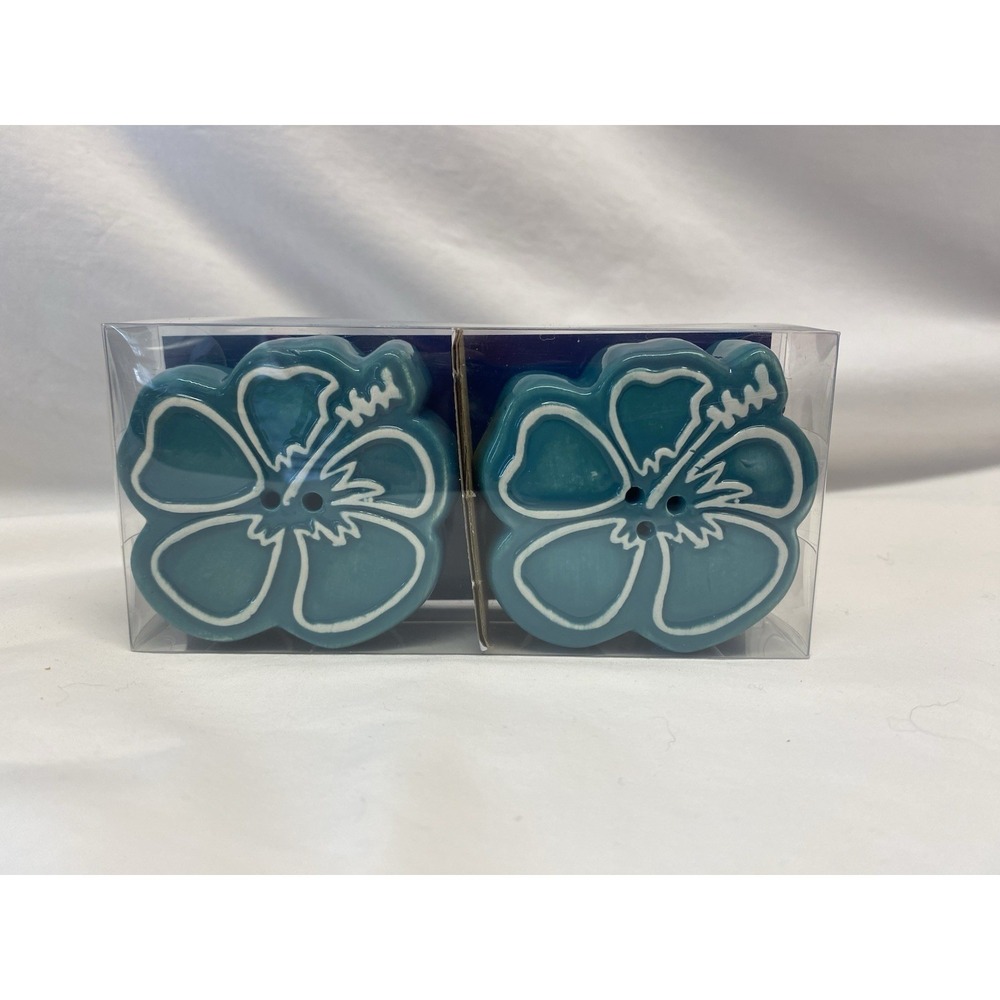NWT Margaritaville Hibiscus Salt and Pepper Shakers, Teal Jimmy Buffet